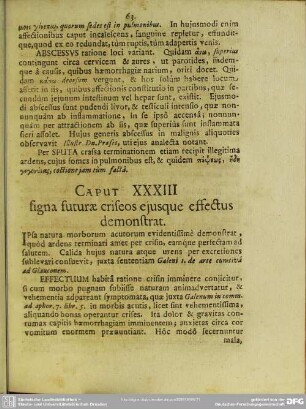 Caput XXXIII signa futurae criseos ejusque effectus demonstrat