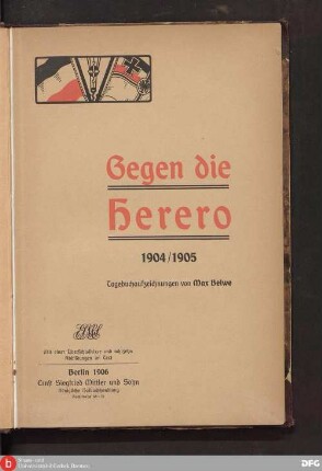 Gegen die Herero 1904/1905 : Tagebuchaufzeichnungen