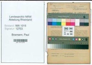 Entnazifizierung Paul Bosmann , geb. 16.10.1899 (Technischer Angestellter)