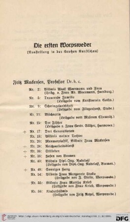 Die ersten Worpsweder (Nr. 1-60)