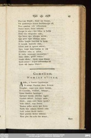 Gamelium. Nomine alieno.