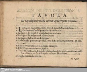 Tavola de' Capitoli principali delle cose nell' Opera presente contenute