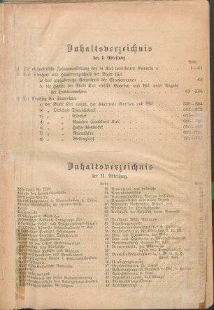 Inhaltsverzeichnis der I. Abteilung.