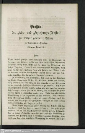 Prospect der Lehr- und Erziehungs-Anstalt