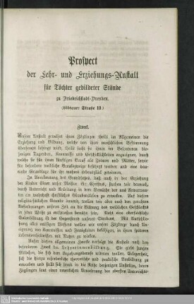 Prospect der Lehr- und Erziehungs-Anstalt