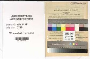 Entnazifizierung Hermann Wuestehoff , geb. 08.05.1910 (Beamter)