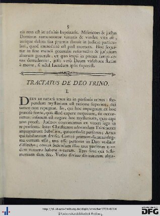 Tractatus De Deo Trino.