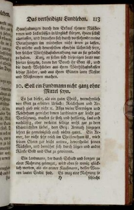 10. Soll ein Landmann nicht ganz ohne Mittel seyn.