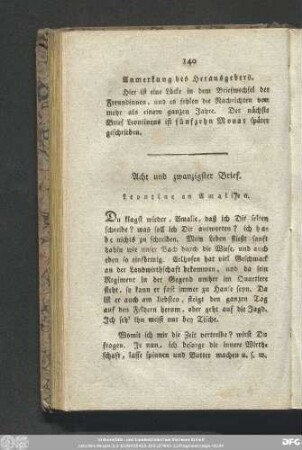 Acht und zwanzigster Brief. Leontine an Amalien.