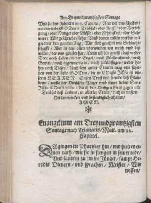 Euangelium am Dreyundzwantzigsten Sontage nach Trinitatis/ Matt. am 22. Capittel.