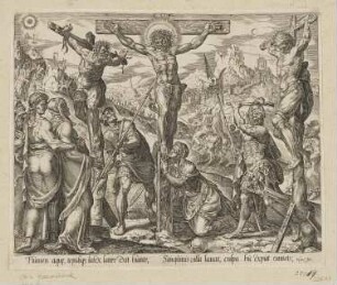 Longinus sticht mit einer Lanze in die Seite Christi, Blatt 7 der Folge "Sieben Verdammnisse"