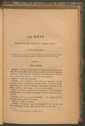 La dote : Comedia en tres actos