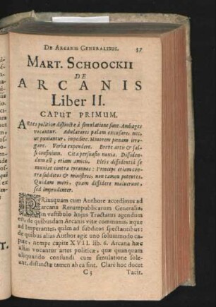 Mart. Schoockii de Arcanis Liber II.