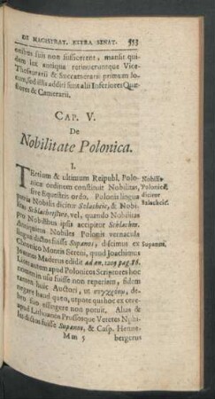 Cap. V. De Nobilitate Polonica.