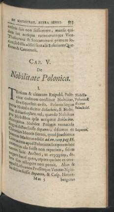 Cap. V. De Nobilitate Polonica.