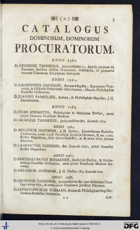 Catalogus Dominorum, Dominorum Procuratorum.