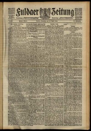 Erste Ausgabe vom Samstag, den 20. April 1912.