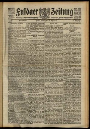 Erste Ausgabe vom Samstag, den 20. April 1912.