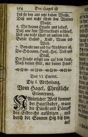 Die I. Abtheilung. Vom Hagel, Christliche Erinnerung.