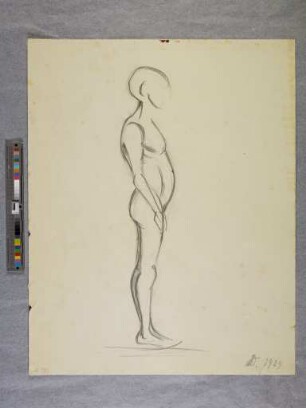 o. T. (Stehender Akt nach rechts; aus dem Unterricht - Aktzeichnen - bei Oskar Schlemmer)