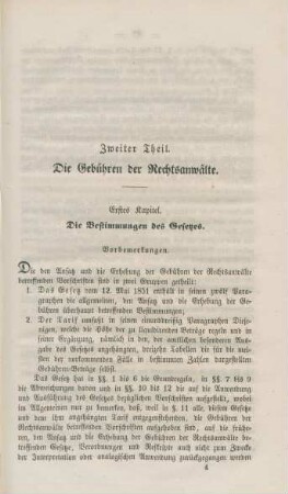 Zweiter Theil. Die Gebühren der Rechtsanwälte.