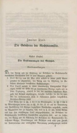 Zweiter Theil. Die Gebühren der Rechtsanwälte.