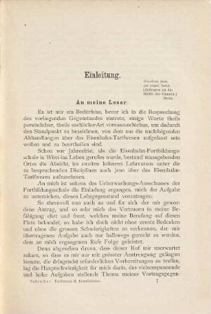 Das Tarifwesen der Eisenbahnen, dessen betriebsökonomische Aufgaben und Stellung im wirthschaftlichen und socialen Staatsleben der Gegenwart
