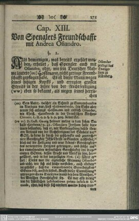 Cap. XIII. Von Sprenglers Freundschafft mir Andrea Osiandro