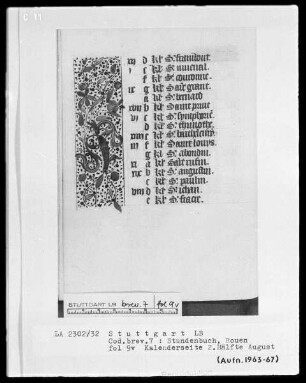 Lateinisch-französisches Stundenbuch (Livre d'heures) — Teilbordüre, Folio 9verso