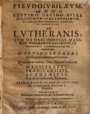 Pseudoiubilaeum : anno 1617 a Lutheranis ... celebratum ...