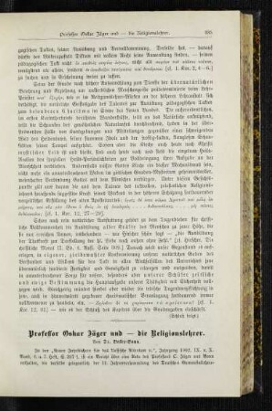 Professor Oskar Jäger und - die Religionslehrer