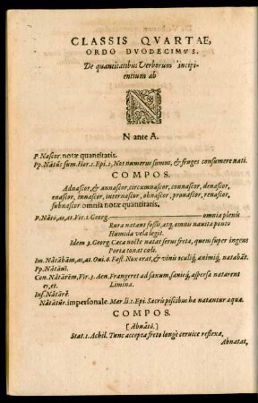 Classis Quartae, Ordo Duodecimus ... N