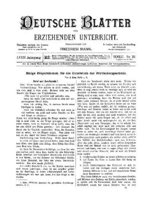 Einige Präparationen für die Unterstufe der Fortbildungsschule