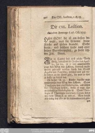 Die CXL. Lection. Gehalten Freytags d. 26. Oct. 1725.
