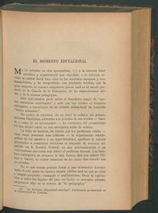 El momento educacional