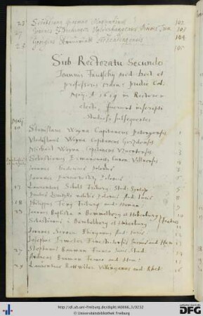 [fol. 112] Rektorat Johannes Fautsch 1619