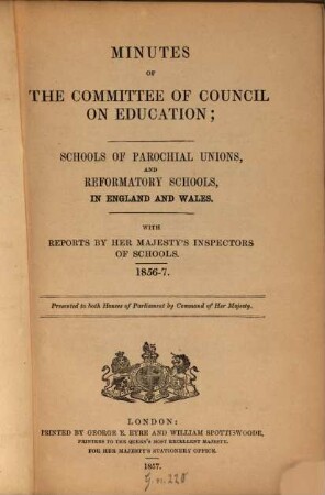 Minutes of the Committee of Council on Education. 1856/57, Vol. 2