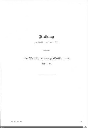 Anhang: Petitionenverzeichnisse 1-6