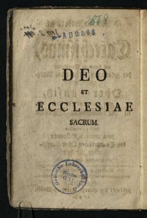 Deo Et Ecclesiae Sacrum