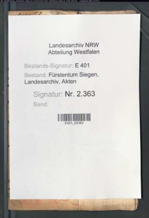 Kohlenregister des Amtes Siegen