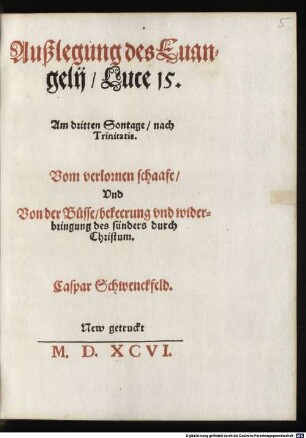 Außlegung des Evangelii Luce 15, Am dritten Sonntag nach Trinitatis