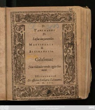 Fr.|| TAUBMANNI || Fr.|| Lusus duo juveniles.|| MARTINALIA || & || BACCHANALIA.|| ... ||