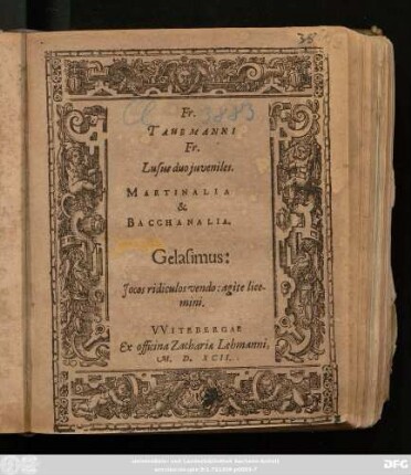 Fr.|| TAUBMANNI || Fr.|| Lusus duo juveniles.|| MARTINALIA || & || BACCHANALIA.|| ... ||
