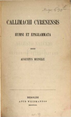 Hymni et epigrammata : Edidit Aug. Meineke