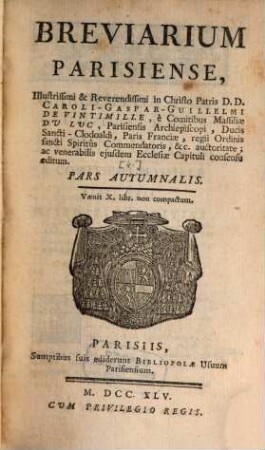 Breviarium Parisiense, [4]. Pars Autumnalis