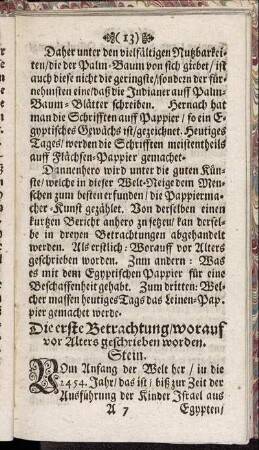 Die erste Betrachtung/ worauf vor Alters geschrieben worden.