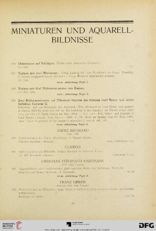 Miniaturen und Aquarellbildnisse (Nr. 656-672)