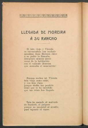 Llegada de Moreira á su rancho