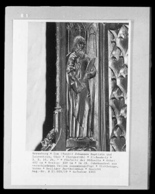 Fünfsitz der Südseite — Stuhlwange, innen — Heiliger Bartholomäus