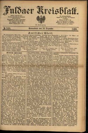 Erste Ausgabe vom Samstag, den 16. Dezember 1899.